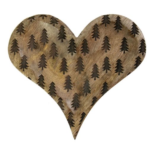 Serveerschaal Hart met Boom mango hout 16x15x1,5cm
