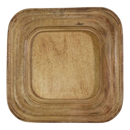 Serveerschaal vierkant op standaard mango hout 35x35x3,5cm