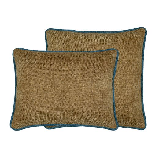 kussen met bies beige petrol 45x45cm*