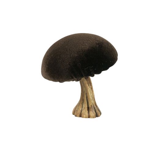 décoration velours champignon marron 10cm