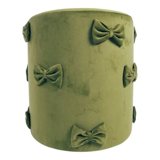 Bow Pouf velvet apple green 35x35x40cm