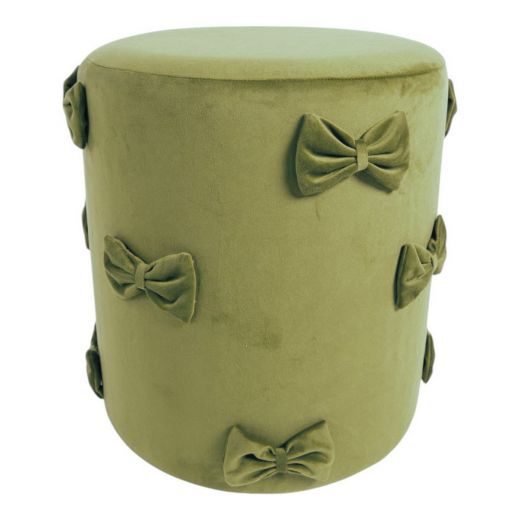 Bow Pouf velvet apple green 35x35x40cm