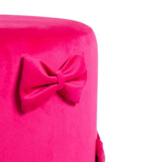 Bow Pouf velvet fuchsia 35x35x40cm
