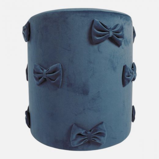 Bow Pouf velvet navy 35x35x40cm