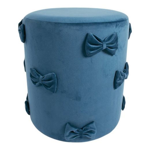 Bow Pouf velvet navy 35x35x40cm