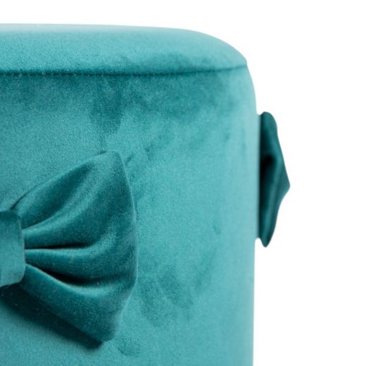 Bow Pouf velvet petrol 35x35x40cm