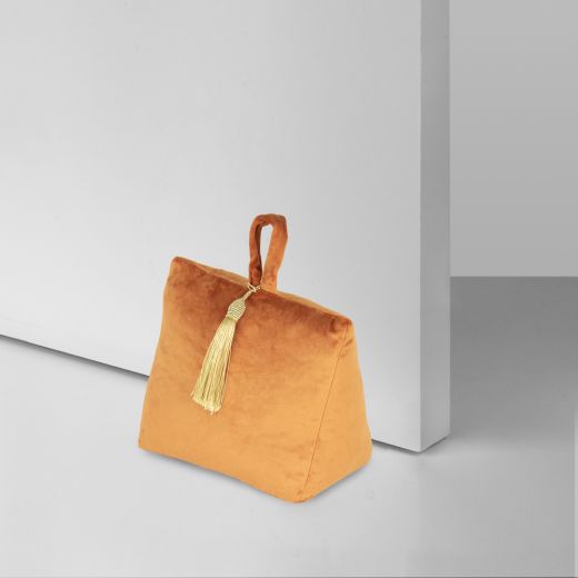 butoir de porte velours orange 18cm