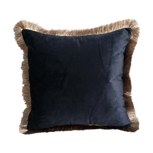 cushion velvet golden fringes navy 45x45cm*