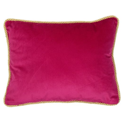 half cushion velvet gold fuchsia 35x45cm