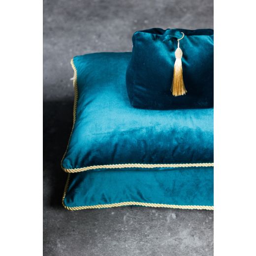 half cushion velvet gold petrol 35x45cm
