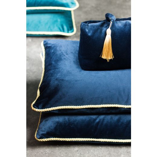 cushion velvet gold navy 45x45cm