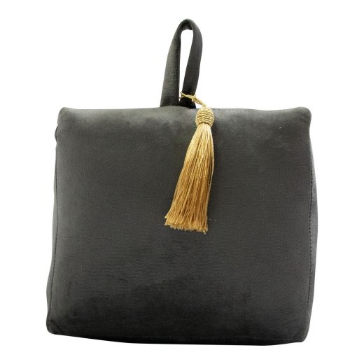 Door Stopper velvet silver dark grey 18x10x17cm