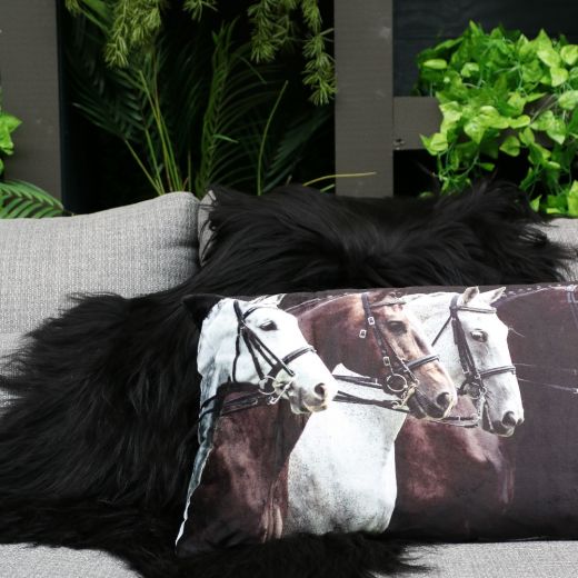 kussen fluweel country paarden 40x60m*
