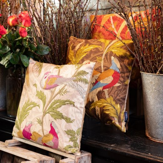 kussen geweven paisley vogel rood 45x45cm*