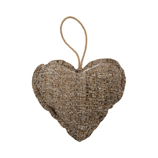 Decoration Hanger heart bouclé taupe 16cm