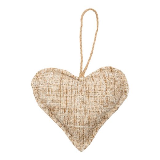 Decoration Hanger heart bouclé beige 16cm