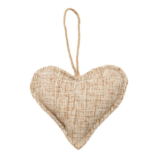 Decoration Hanger heart bouclé beige 16cm