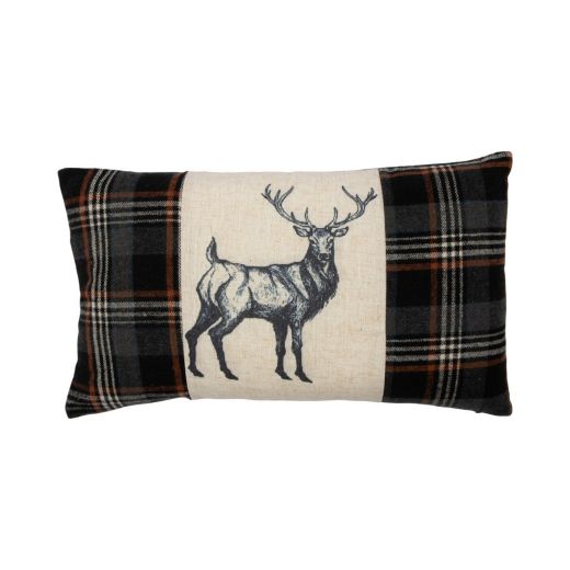 Cushion Check deer black 30x50cm