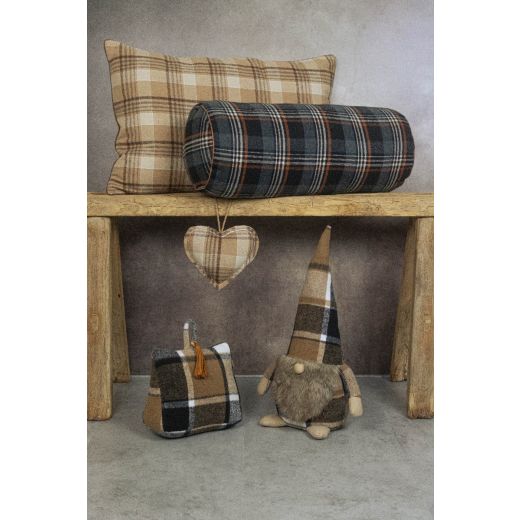 bolster cushion checks grey 20x50cm