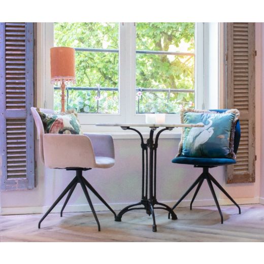 kussen fluweel zilverreigers gouden franjes 45x45cm*