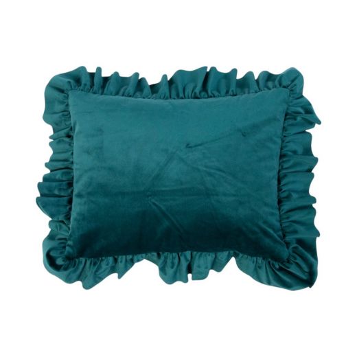 cushion velvet wrinkle petrol 35x45cm