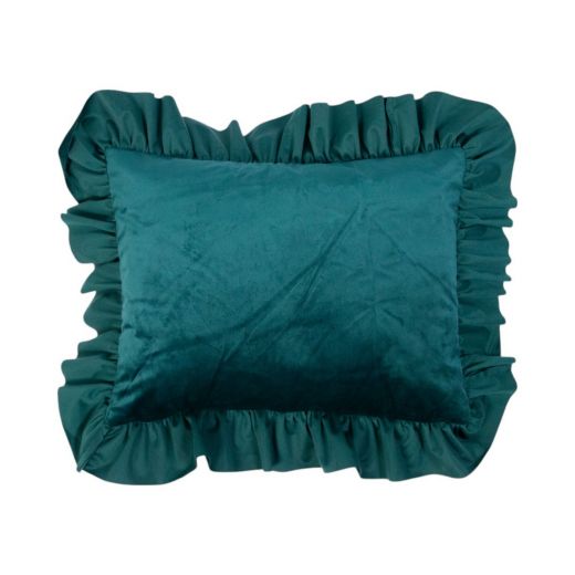 cushion velvet wrinkle petrol 35x45cm