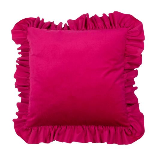 cushion velvet wrinkle fushia 45x45cm