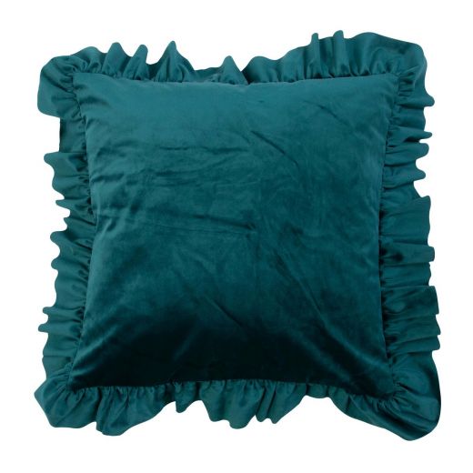 cushion velvet wrinkle petrol 45x45cm