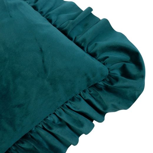 cushion velvet wrinkle petrol 45x45cm