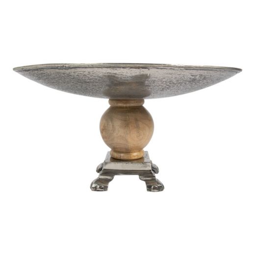 Serving Tray on foot silver wood h29 d55,5