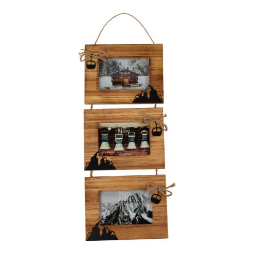 Photo Frame wood ski horizontal 3 10x15 53,5x22x1,5cm