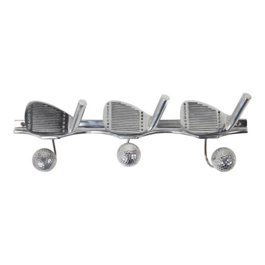 Coat Rack 3 hook golf club ball silver 39x7,5x12cm