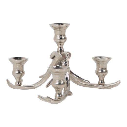 Candle Stick holder antler 4 silver 28x26x20cm