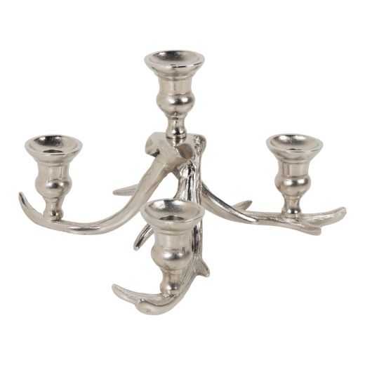 Candle Stick holder antler 4 silver 28x26x20cm