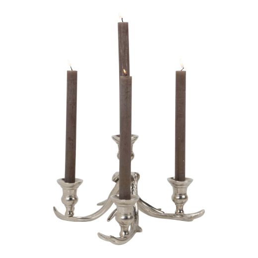Candle Stick holder antler 4 silver 28x26x20cm