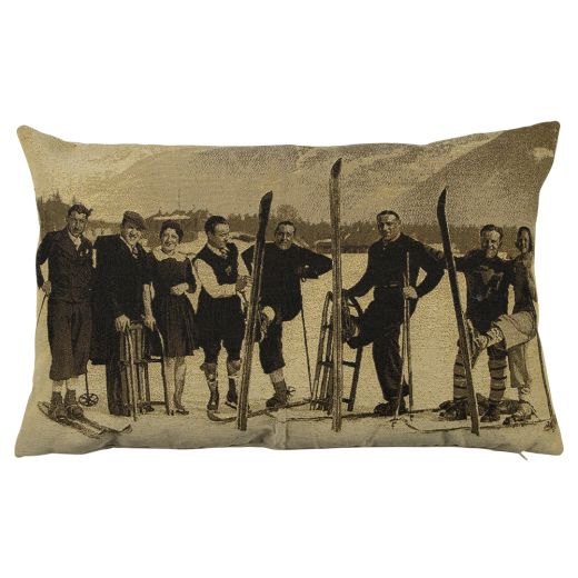 gobelin coussin grandes sepia club de ski 45x70cm