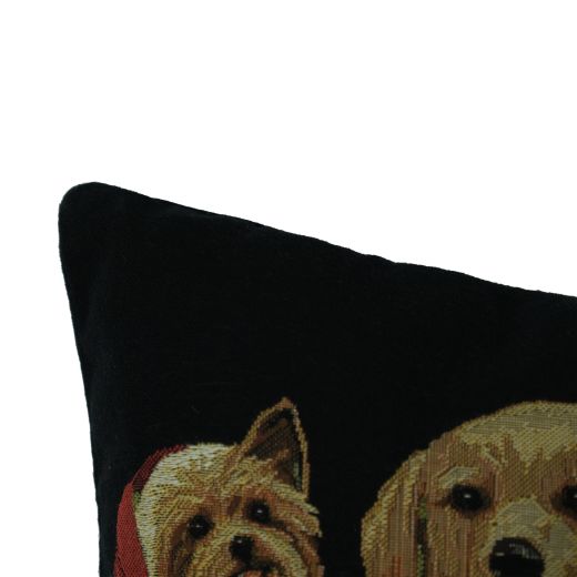 gobelin coussin chien de noël noir 30x45cm