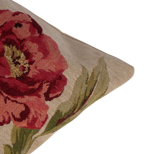 coussin gobelin pivoine rouge 30x45cm