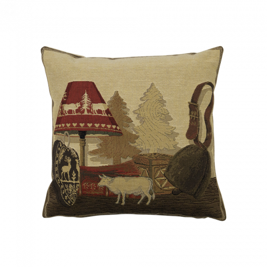 gobelin coussin hiver lampe 33x33cm