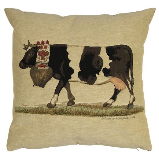 gobelin cushion almabtrieb cowbells white black 45x45cm