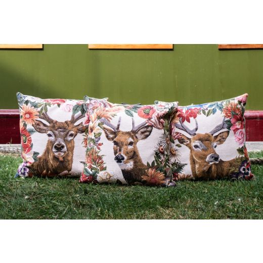 gobelin cushion flower red deer 45x45cm