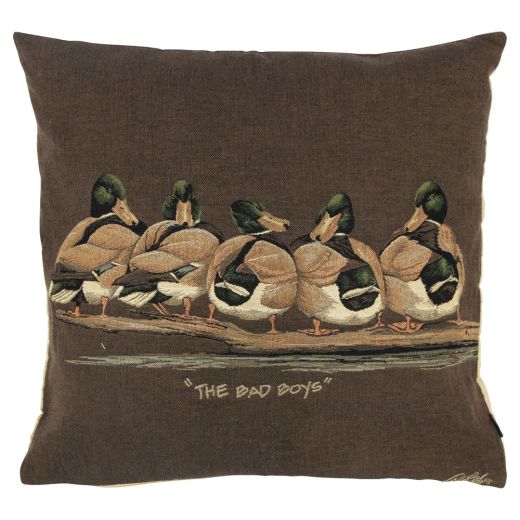 gobelin coussin canards brun wise guys 45x45cm