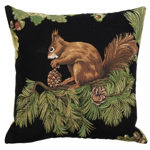 gobelin coussin écureuil pomme de pin 45x45cm