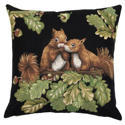 gobelin coussin écureuil deux 45x45cm