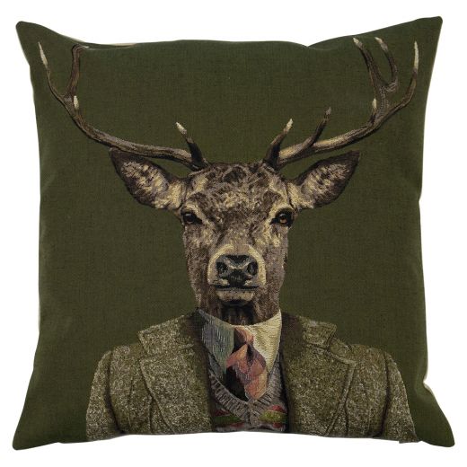 gobelin cushion green deer tie 45x45cm