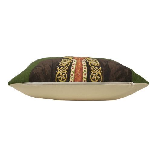 gobelin coussin manteau alpin vert cerf 45x45cm