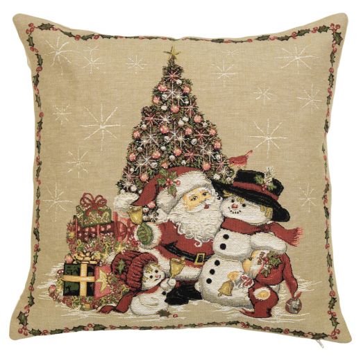 gobelin coussin sapin de noel pere noel 45x45cm