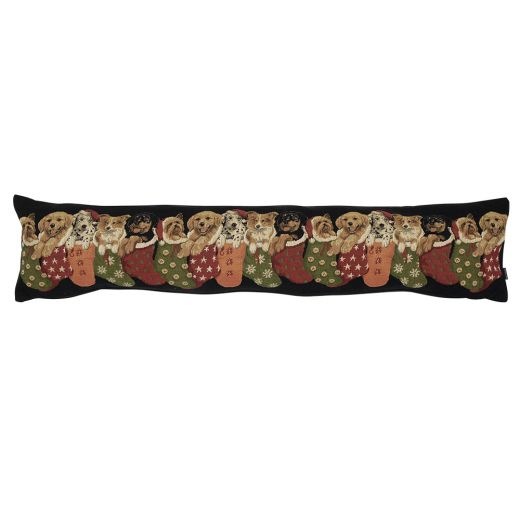 gobelin boudin de porte chien de noël noir 20x90cm