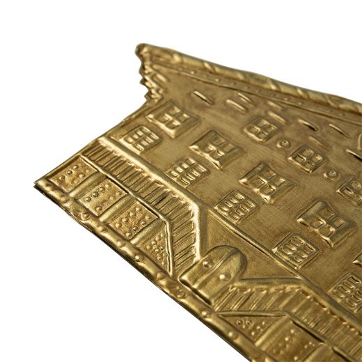 hanging decoration iron chalet a gold 16cm