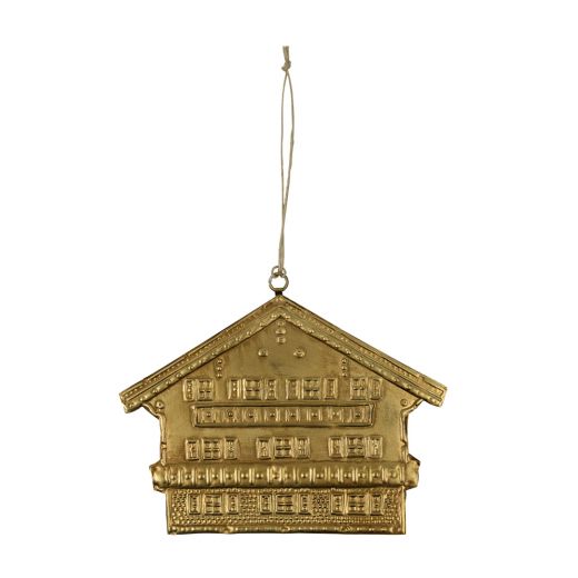 hanging decoration iron chalet b gold 16cm